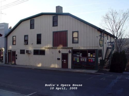 Bodle's Opera House, the former Brooks Garage,  as viewed from Bank Street. April 10, 2005 chs-007349